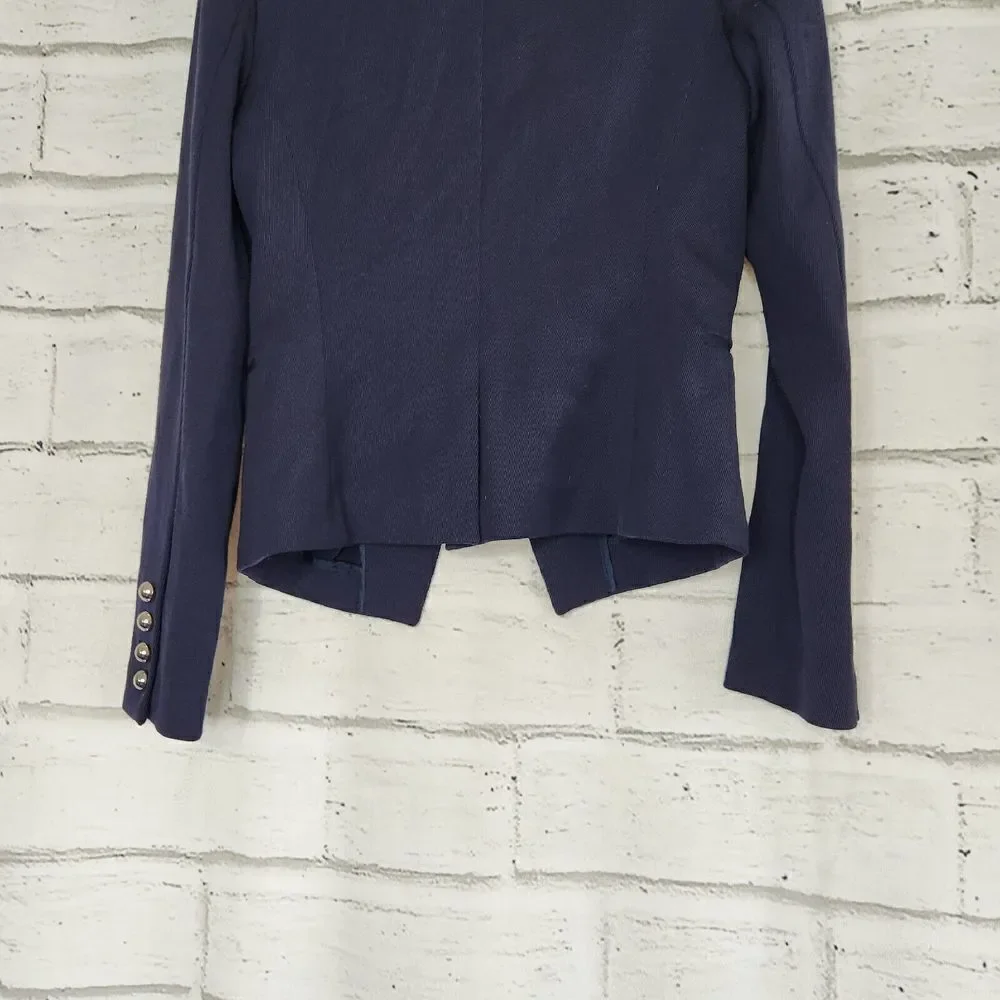 Elizabeth And James Women’s Dark Blue Long Sleeved Button Up Blazer XS Sailor